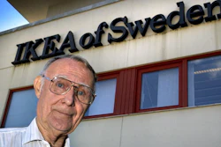 In this Aug. 6, 2002 file photo, Ingvar Kamprad, founder of Swedish multinational furniture retailer IKEA, stands outside the company's head office in Almhult, Sweden. IKEA confirmed Sunday Ingvar Kamprad, the IKEA founder who created a global furniture empire, has died at 91.