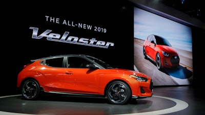 The 2019 Veloster is presented during the North American International Auto Show, Monday, Jan. 15, 2018, in Detroit.