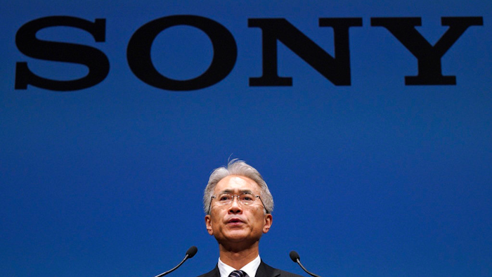 Sony Corp. new President Kenichiro Yoshida speaks at a press conference at the company's headquarters in Tokyo Friday, Feb. 2, 2018. Sony Corp. named Chief Financial Officer Yoshida as its new president and CEO on Friday, replacing Kazuo Hirai, who led a turnaround at the Japanese electronics and entertainment company and will stay on as chairman.