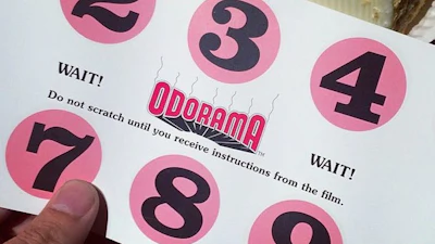 The ‘Odorama’ scratch-and-sniff card.
