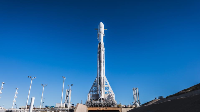 The Falcon 9 at Vandenberg Air Force Base in California.