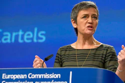 European Commissioner for Competition Margrethe Vestager speaks during a media conference at EU headquarters in Brussels on Wednesday, Feb. 21, 2018. The European Union's anti-trust watchdog is sounding the warning to business cartels by announcing fines totaling more than half a billion euros (600 million US dollars) in three anti-trust cases.