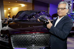 Kumar Galhotra stands next to the 2018 Lincoln Navigator after the vehicle won truck of the year during the North American International Auto Show. Galhotra has been named the replacement for Raj Nair, the president for North America, who was ousted this week over allegations of inappropriate behavior.