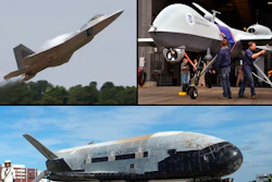 This combination of photos shows an Air Force F-22 Raptor stealth fighter jet, left, an MQ-9 Reaper/'Predator B' drone, right, and an X-37B unmanned spacecraft, bottom. Data supplied by the cybersecurity firm Secureworks shows Fancy Bear’s hacking targets included defense contractor employees at Lockheed Martin, General Atomics, and Boeing, involved in the development of these systems.