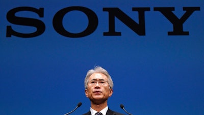 Sony Corp. new President Kenichiro Yoshida speaks at a press conference at the company's headquarters in Tokyo Friday, Feb. 2, 2018. Sony Corp. named Chief Financial Officer Yoshida as its new president and CEO on Friday, replacing Kazuo Hirai, who led a turnaround at the Japanese electronics and entertainment company and will stay on as chairman.