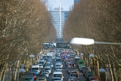 In this Feb. 21, 2018 file photo cars jam in Stuttgart, southern Germany. A German court decided Tuesday, Feb. 27, 2018 it would allow a ban on diesel cars in cities to lower air pollution, if enacted.