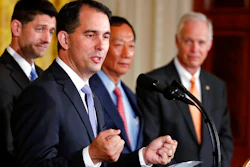 Wisconsin Gov. Scott Walker announces a deal with Taiwanese electronics giant, Foxconn, last July.