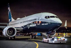 The first 737 MAX 7 is pulled into position for its debut at Boeing's Renton, Wash. factory.
