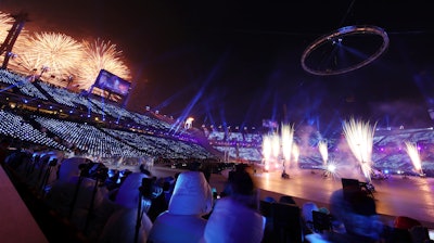 Fireworks explode over the opening ceremony of the 2018 Winter Olympics in Pyeongchang, South Korea, Friday, Feb. 9, 2018.