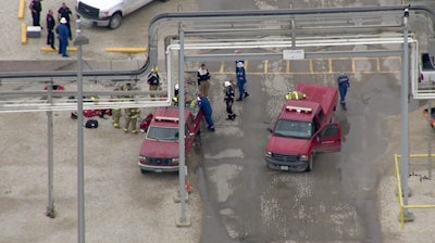 Authorities on scene of explosion at Linde Gas plant.