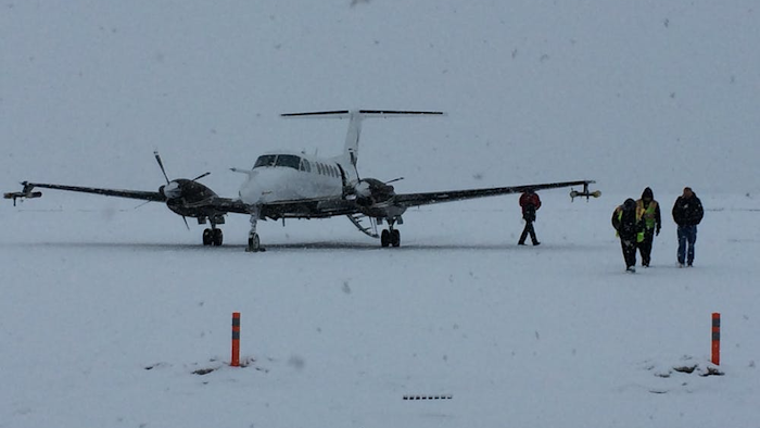 Research aircraft with wingtip imaging probes.