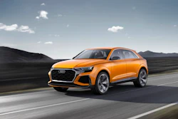 The undated image provided via the Audi MediaCenter shows Audi Q8 sport concept. Global automakers are rolling out more production-ready electric vehicles at the Geneva International Motor Show as they try to challenge Tesla and get ahead of looming disruptive shifts in transportation toward lower-emission and autonomous vehicles. The carmakers will show off their wares during press days Monday evening through Wednesday; the show opens to the public on Thursday and runs through March 18.
