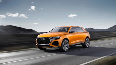 The undated image provided via the Audi MediaCenter shows Audi Q8 sport concept. Global automakers are rolling out more production-ready electric vehicles at the Geneva International Motor Show as they try to challenge Tesla and get ahead of looming disruptive shifts in transportation toward lower-emission and autonomous vehicles. The carmakers will show off their wares during press days Monday evening through Wednesday; the show opens to the public on Thursday and runs through March 18.