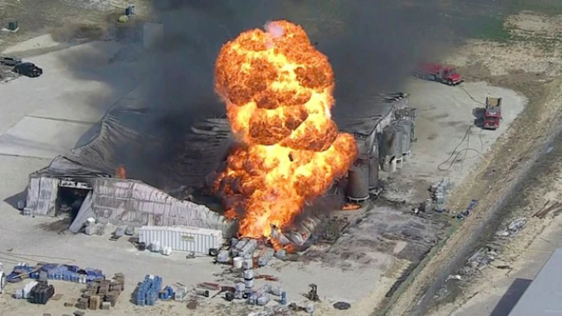 Large Process Blower Explode Fire at Exploded Plant Being Allowed to Burn | Industrial Equipment News