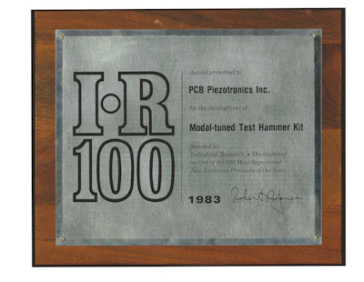 IR-100 Award plaque, presented to Bob Lally, 1983.