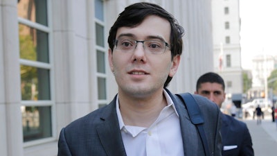 In this Aug. 3, 2017, file photo, Martin Shkreli arrives at federal court in New York. A judge has ordered Shkreli to forfeit more than $7.3 million in assets in his securities fraud case, Monday, March 5, 2018.