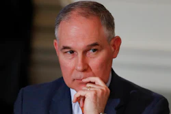 In this Feb. 12, 2018, file photo, Environmental Protection Agency Administrator Scott Pruitt attends a meeting with state and local officials in the State Dining Room of the White House in Washington. The Trump administration is rewriting Obama-era rules governing pollution from oil and gas operations and coal ash dumps, moves that opponents say will significantly weaken protections for human health and the environment. The EPA announced the changes Thursday, March 1, the latest in series of actions in the last year to roll back regulations opposed by the fossil-fuel industry.