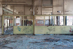 A before photo from the administration building at the Packard plant.