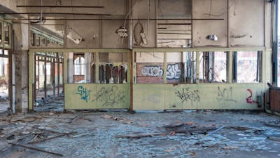 A before photo from the administration building at the Packard plant.