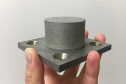 The cylinder shown here is an amorphous iron alloy, or metallic glass, made using an additive manufacturing technique.
