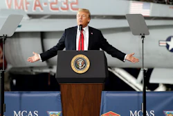 President Donald Trump speaks at Marine Corps Air Station Miramar in San Diego, Tuesday, March 13, 2018.