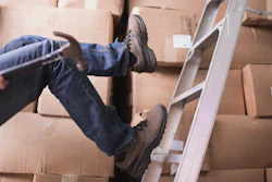 Worker Falling Off Ladder Warehouse