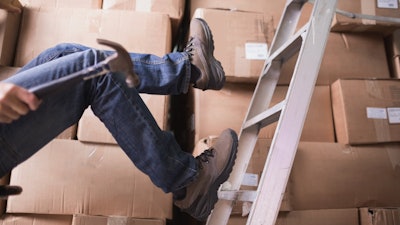 Worker Falling Off Ladder Warehouse