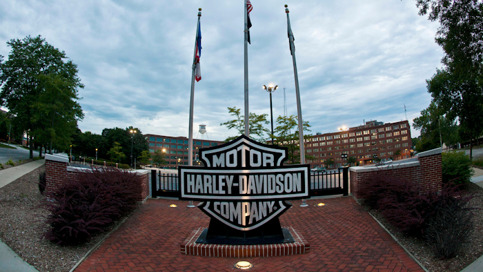 Outside the Harley-Davidson headquarters in Milwaukee.