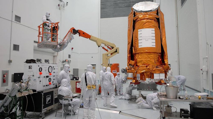 Prepping the Kepler spacecraft pre-launch in 2009.