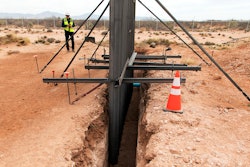 This April 6, 2018 photo provided by U.S. Customs and Border Protection shows a new type of bollard wall that will replace existing wire mesh and vehicle barriers near the Santa Teresa, N.M., port of entry. The new wall being constructed along a 20-mile (32-kilometer) stretch of the U.S.-Mexico border in southern New Mexico as part of President Donald Trump's fight against drug trafficking and illegal immigration is being advertised as a 'very serious structure' made of metal and concrete. Officials gathered Monday, April 9, 2018 to mark the groundbreaking of the $73 million project at Santa Teresa.