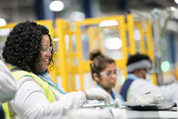In this March 16, 2018, photo, Elbony Jeter works on the factory floor at the Samsung washing machine facility, in Newberry, S.C. The South Korean manufacturer moved into the former Caterpillar facility location in 2017. On Monday, April 2, 2018, The Institute for Supply Management, a trade group of purchasing managers, issues its index of manufacturing activity for March.