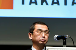 In this Nov. 4, 2015 file photo, Shigehisa Takada, president and CEO of Japanese parts supplier Takata Corp., attends a press conference in Tokyo. Takata Corp., the Japanese air bag maker embroiled in a massive recall, says the acquisition by U.S. mobility safety company Key Safety Systems has been completed, and the president resigned. Takata President Takada said Thursday, April 12, 2018, in a statement he has resigned as president and chairman, replaced by Yoichiro Nomura, chief financial officer, effective Wednesday.