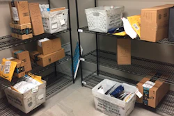 Packages from Internet retailers are delivered with the U.S. Mail in a apartment building mail room in Washington.