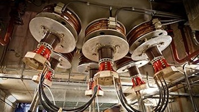 The 100 Tesla magnet at the NSF-supported National High Magnetic Field Laboratory's Pulsed Field Facility is powered by a 1.43 gigawatt motor generator, pictured here.