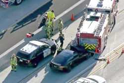 The Tesla Model S electric car that crashed into a fire engine in Culver City, California, in January 2018.