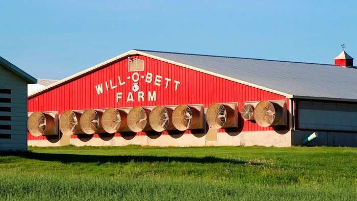 In this May 21, 2018 photo, a barn that can hold up to 4,800 hogs sits at the Will-O-Bett Farm outside Berwick, Pa. Residents who complain about foul smells from the hog operation have taken their fight to the Pennsylvania Supreme Court.