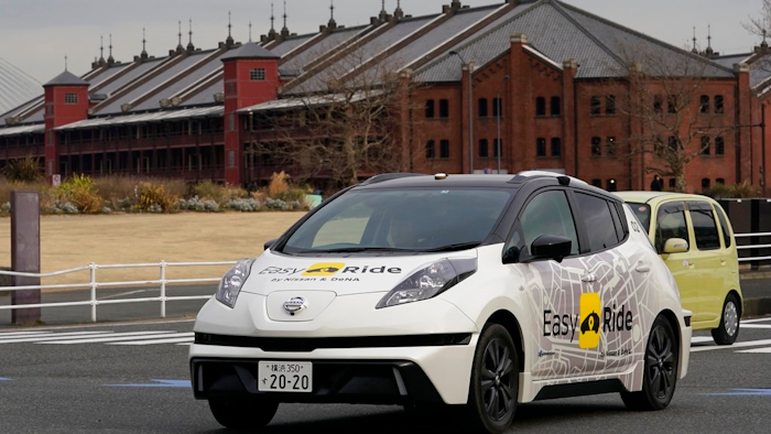 A Nissan semi-autonomous vehicle is tested east of London.