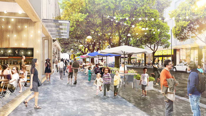A retail street in Facebook’s proposed Willow Campus.
