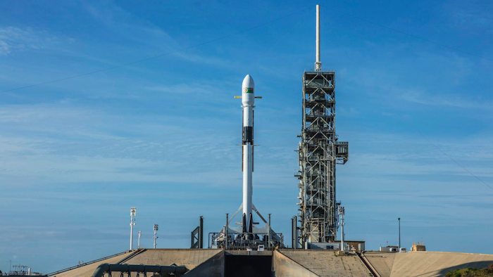 This photo provided by SpaceX shows a Falcon 9 at Kennedy Space Center in Cape Canaveral, Fla., Thursday, May 10, 2018. SpaceX has delayed the launch debut of its upgraded workhorse rocket. The latest version of the Falcon 9 was supposed to blast off Thursday from Florida’s Kennedy Space Center, carrying the first satellite ever for Bangladesh. But the countdown came to an abrupt halt with just 58 seconds remaining. SpaceX says it will try again Friday.