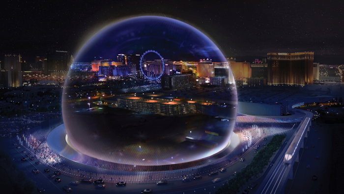 This conceptual rendering released by Madison Square Garden shows a transparent look theme exterior of the MSG Sphere Las Vegas arena. An 18,000-seat, sphere-shaped venue that will host concerts and other entertainment events on the Las Vegas Strip will break ground this summer. The Madison Square Garden Company on Friday, May 18, 2018, revealed details of the project it is developing in partnership with Las Vegas Sands, which operates two casino-resorts adjacent to the planned arena.