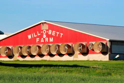 In this May 21, 2018 photo, a barn that can hold up to 4,800 hogs sits at the Will-O-Bett Farm outside Berwick, Pa. Residents who complain about foul smells from the hog operation have taken their fight to the Pennsylvania Supreme Court.