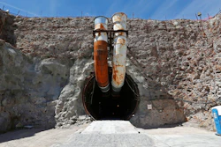 This April 9, 2015, file photo shows the south portal of the proposed Yucca Mountain nuclear waste dump near Mercury, Nev. The House is moving to approve an election-year bill to revive the mothballed nuclear waste dump at Nevada's Yucca Mountain despite opposition from home-state lawmakers.