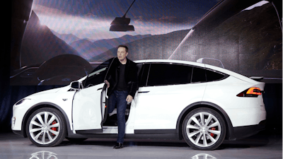 Elon Musk, CEO of Tesla Motors Inc., introduces the Model X car at the company's headquarters in Fremont, CA in 2015. For years, Tesla has boasted that its cars and SUVs are safer than other vehicles on the road.