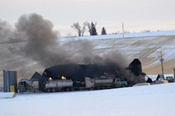 This photo shows an Eastern Montana oil recycling facility destroyed by an explosion and a fire, that was still burning on Dec. 31, 2012, two days after it began.