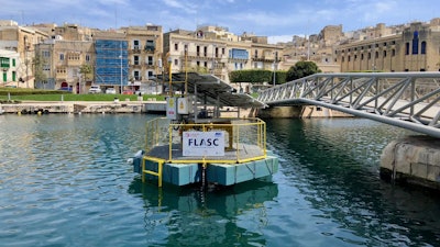 The FLASC prototype deployed in Dockyard Creek in Malta's Grand Harbour.
