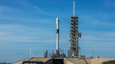 This photo provided by SpaceX shows a Falcon 9 at Kennedy Space Center in Cape Canaveral, Fla., Thursday, May 10, 2018. SpaceX has delayed the launch debut of its upgraded workhorse rocket. The latest version of the Falcon 9 was supposed to blast off Thursday from Florida’s Kennedy Space Center, carrying the first satellite ever for Bangladesh. But the countdown came to an abrupt halt with just 58 seconds remaining. SpaceX says it will try again Friday.