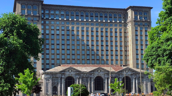 This May 25, 2018, file photo shows the old Michigan Central Station in Detroit. Owners of the vacant, hulking 105-year-old building are planning to make an announcement about its future Monday morning, June 11, 2018.
