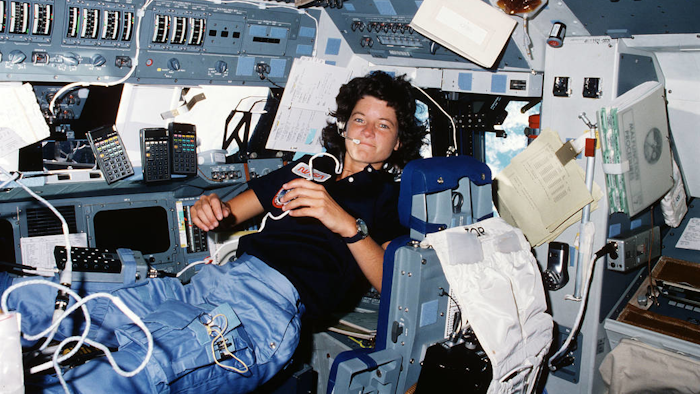 Mission specialist Sally Ride became the first American woman to fly in space.