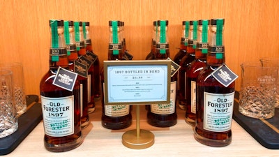 In this Thursday, June 7, 2018, photo, bottles of Kentucky straight bourbon whisky are displayed at Old Forester Distilling Co. in downtown Louisville, Ky. Old Forester, the bourbon that launched a family dynasty and a spirits company, has returned to its pre-Prohibition Kentucky home in a newly renovated building that symbolizes the brand’s comeback.