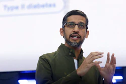 n this May 8, 2018, file photo, Google CEO Sundar Pichai speaks at the Google I/O conference in Mountain View, Calif. Google pledges that it will not use artificial intelligence in applications related to weapons or surveillance, part of a new set of principles designed to govern how it uses AI. Those principles, released by Pichai, commit Google to building AI applications that are 'socially beneficial,' that avoid creating or reinforcing bias and that are accountable to people.